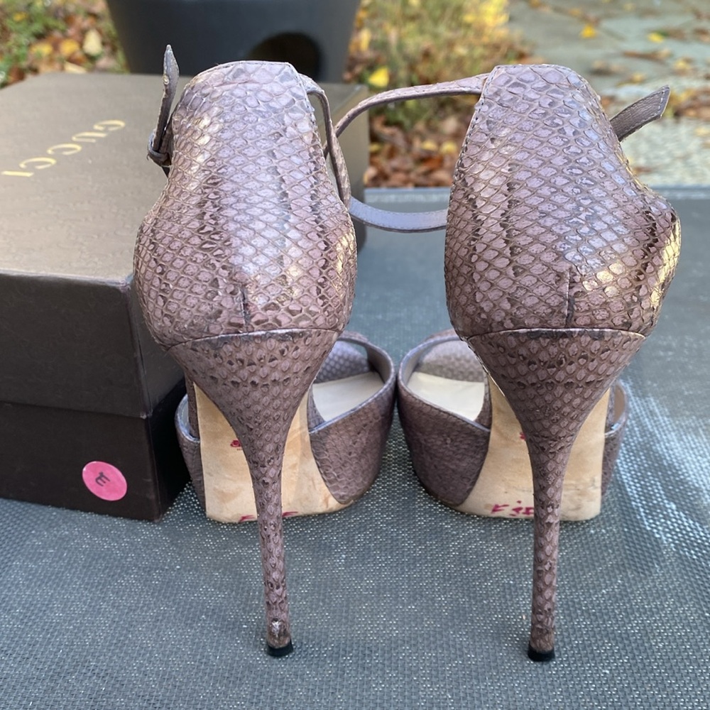 Gucci Python Stiletto Platforms, It Size 37 - image 4